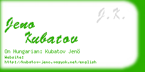 jeno kubatov business card