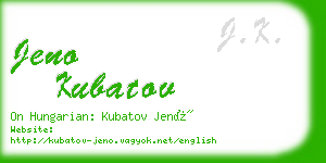 jeno kubatov business card